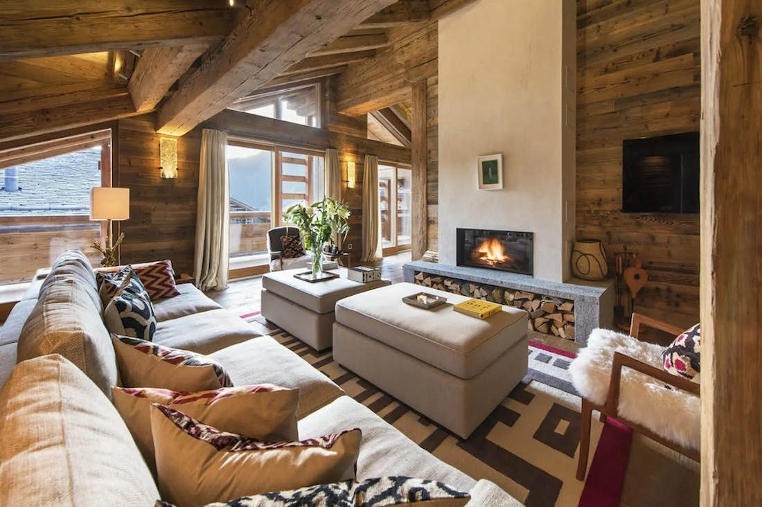 Verbier accommodation - Penthouse Place Blanche II - Adorable living room in Apartment Palace Blanche 2 in Verbier 