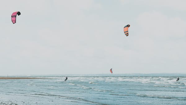 Kite surfing in the Spanish island of Mallorca