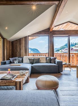 Alpine living room luxury family chalet Moulin 3 Les Gets