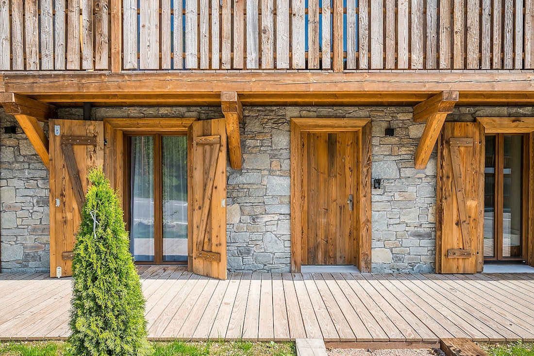 Large wooden patio eco-friendly chalet Moulin 2 Les Gets