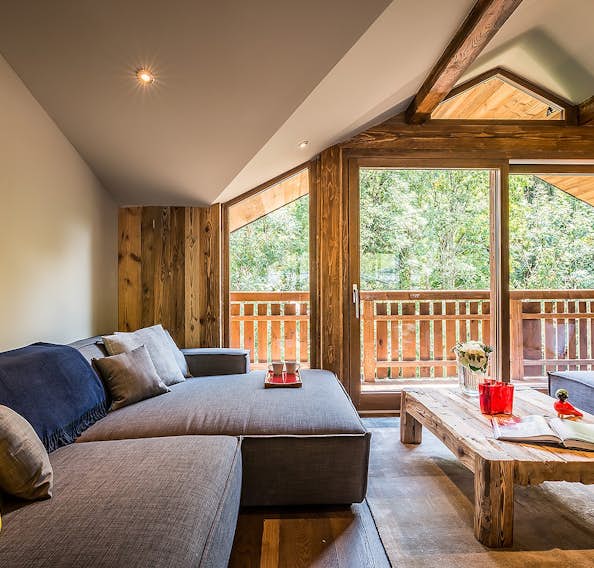 Chamonix alojamiento - Chalet Moulin ll  - Alpine living room luxury comfy sofa family chalet Moulin 2 Les Gets