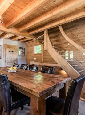 Luxurious wooden dining room luxury family chalet Balata Morzine