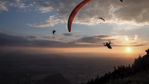 A man paragliding in Chamonix 