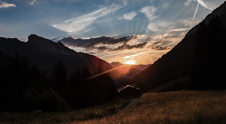 Sunset taking place in Morzine, an Emerald Stay destination