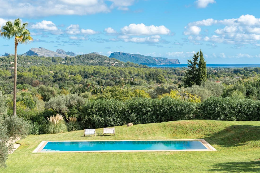 Mallorca accommodation - Pollensa Golf  - opulent private swimming pool with ocean view mediterranean view Villa Pollensa Golf in Mallorca