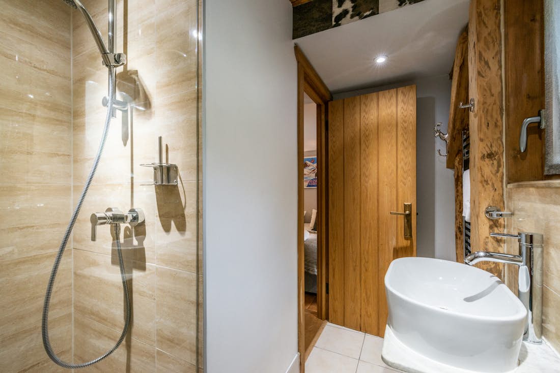 Cosy double bedroom ample cupboard space landscape views hot tub chalet La Ferme de Margot Morzine