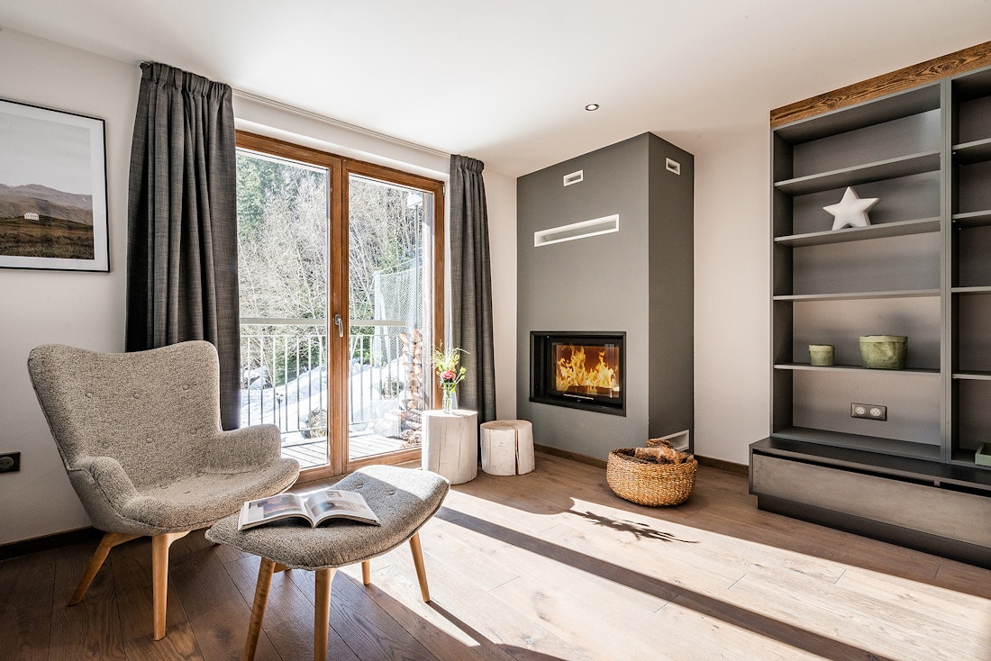 Alpine living room luxury family chalet Badi Chamonix