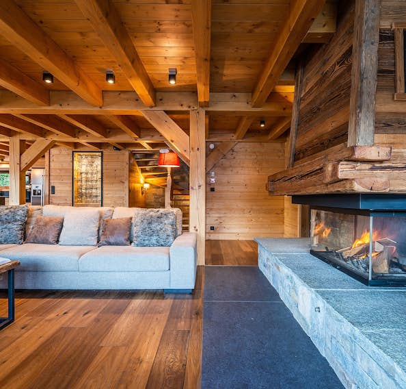 Alpine living room luxury ski chalet Abachi Les Gets