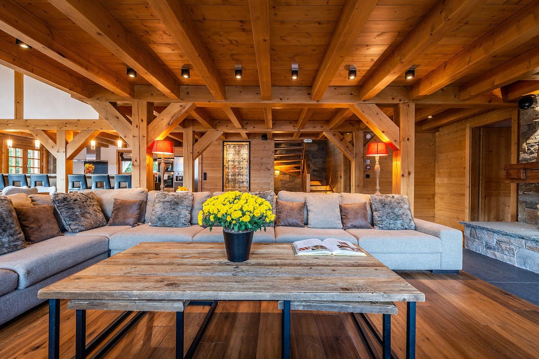 Les Gets accommodation - Chalet Abachi - Spacious living room at the luxury family chalet Abachi in Les Gets