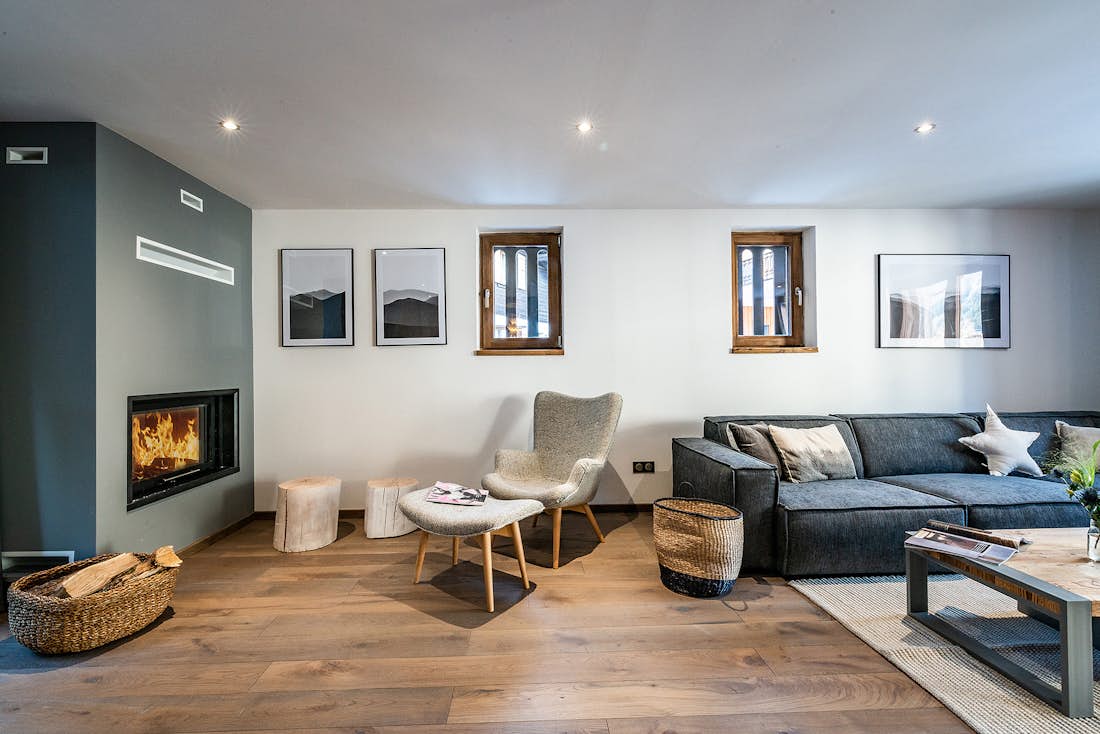 Luxurious living room luxury hotel services Chalet Douka Chamonix