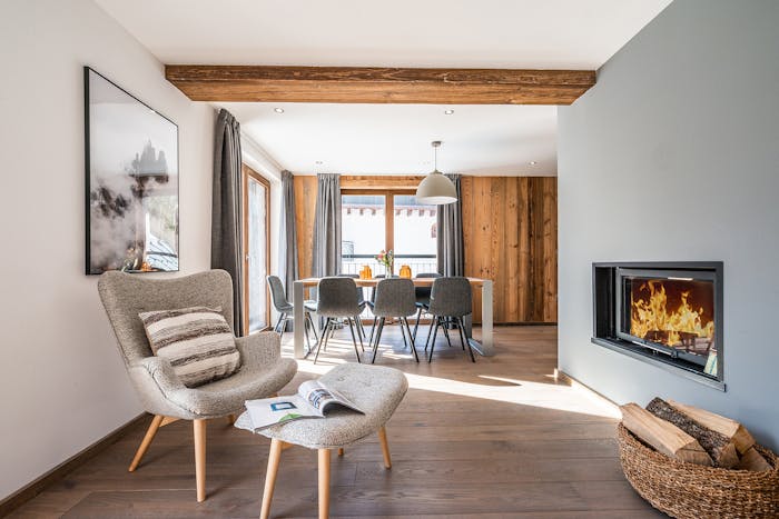 Alpine living room luxury family apartment Ruby Chamonix
