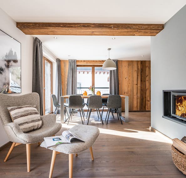 Chamonix accommodation - Apartment Ruby - Alpine living room luxury family apartment Ruby Chamonix