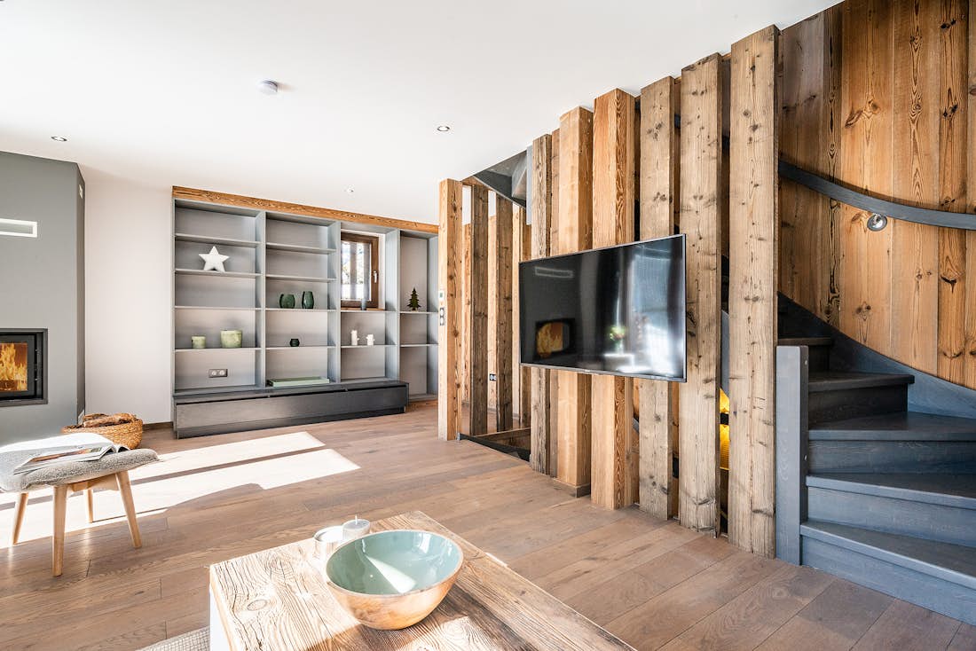 Modern living room luxury family chalet Badi Chamonix