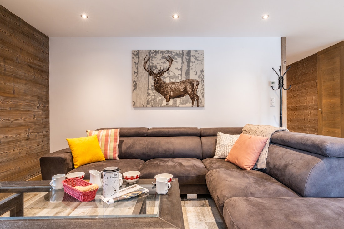 Contemporary living room luxury family apartment Flocon Morzine