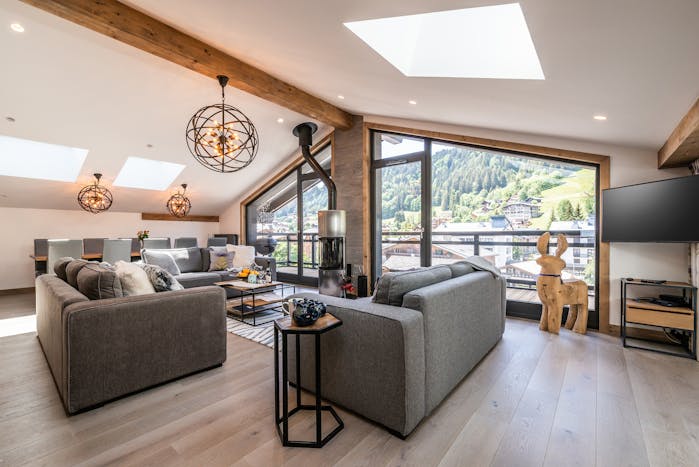 Alpine living room luxury alps apartment Ozigo Les Gets