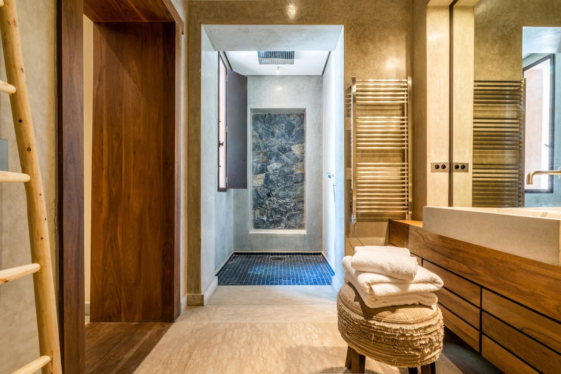 Ethnic en-suite with rain shower at Marhba luxury private villa in Marrakech