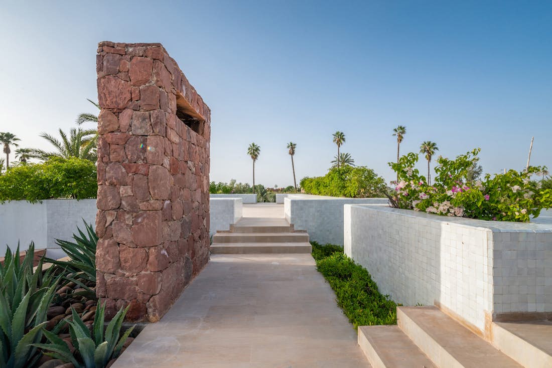 Minimalist rooftop with moroccan tiles at Zagora private villa in Marrakech