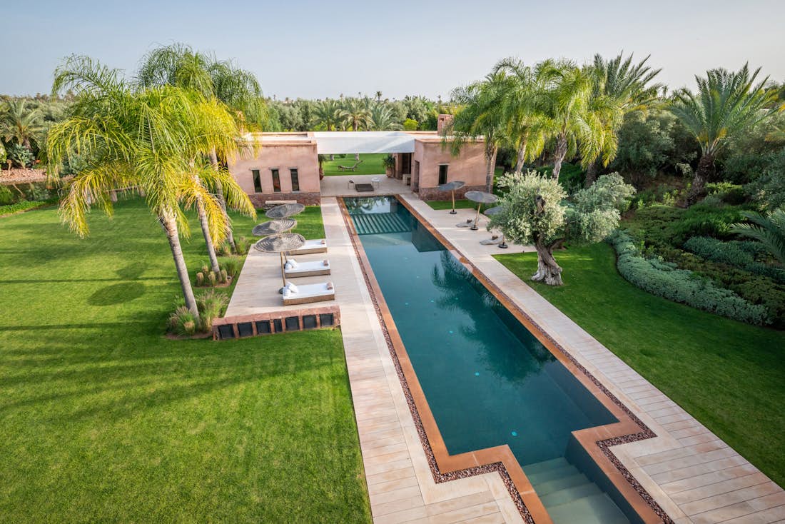 Private pool view from the rooftop of villa Zagora private villa in Marrakech