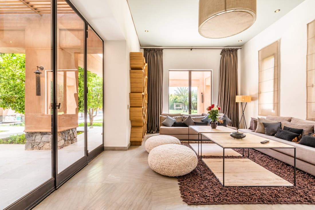 Ethnic living room of Marhba luxury private villa in Marrakech