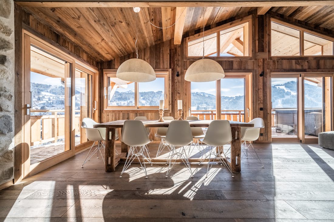Les Gets accommodation - Chalet Floquet de Neu  - Beautiful open plan dining room at mountain views chalet Floquet de Neu Les Gets