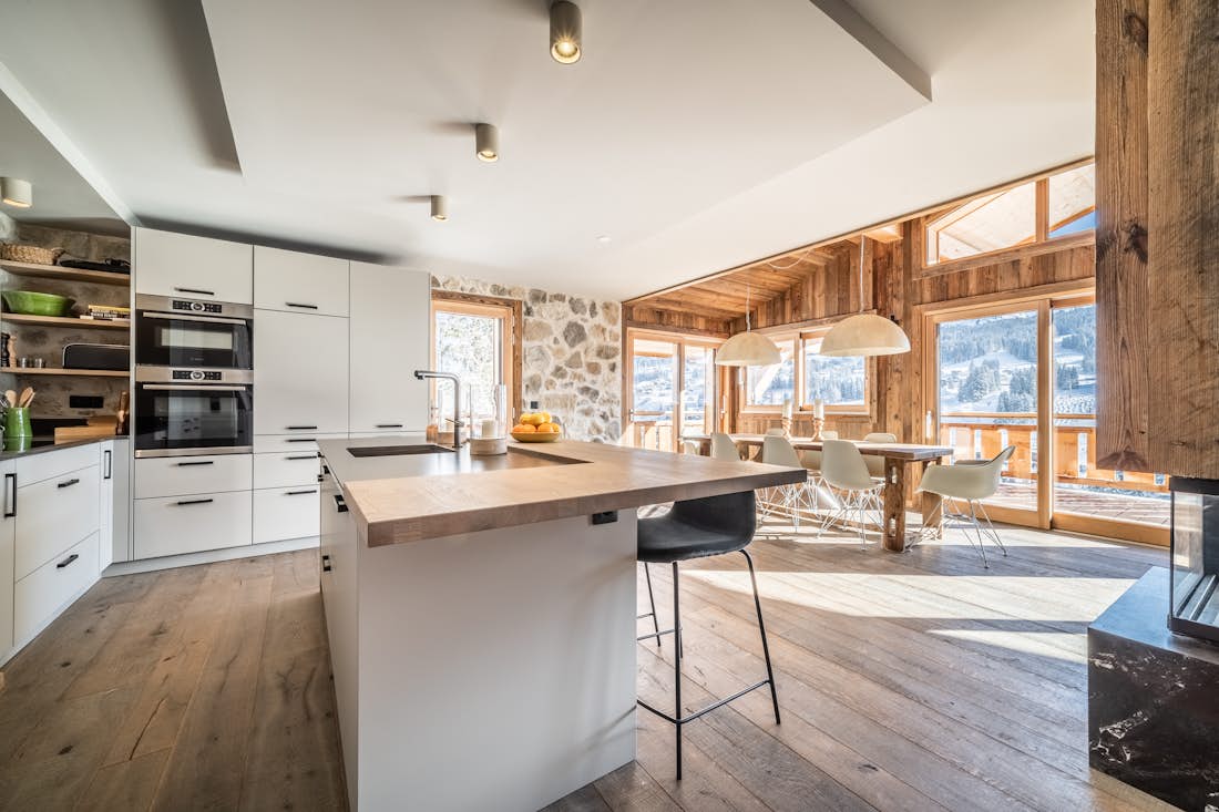 Comtemporary designed kitchen mountain views chalet Floquet de Neu Les Gets