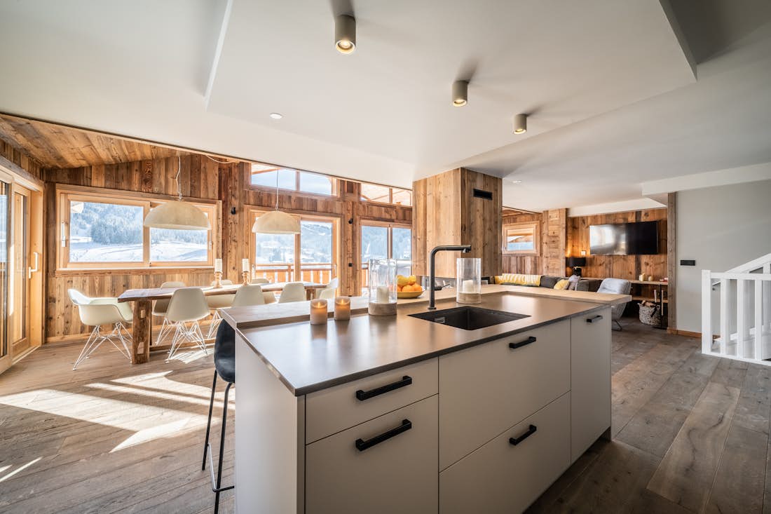 Comtemporary designed kitchen mountain views chalet Floquet de Neu Les Gets