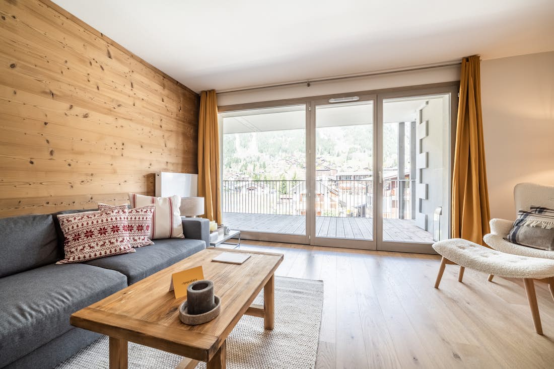 Chamonix location - Appartement Kabano  - Spacieux salon élégant dans un appartement de luxe au ski Kabano à Chamonix