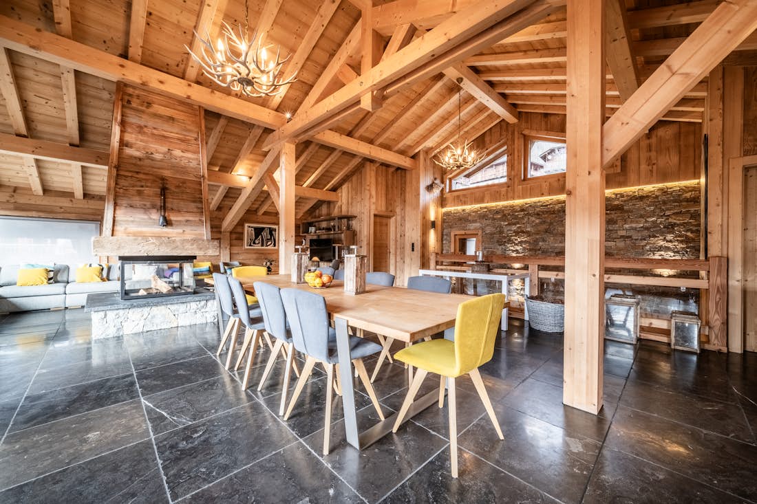Morzine accommodation - Chalet Heavenly - Beautiful open plan dining room at family Chalet Hellebore Montriond