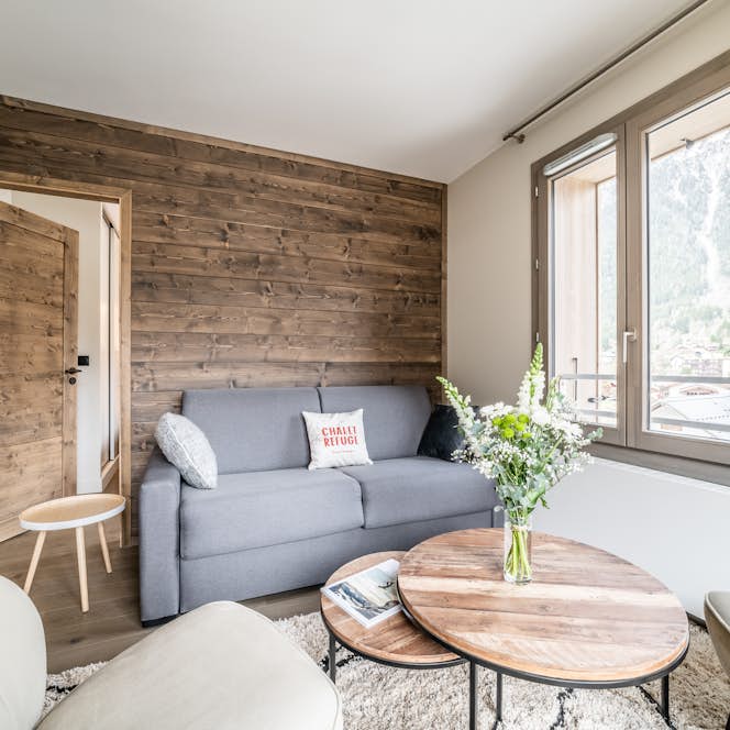Chamonix accommodation - Apartment Kalmia - Spacious alpine living room ski apartment Ski apartment Kalmia Chamonix