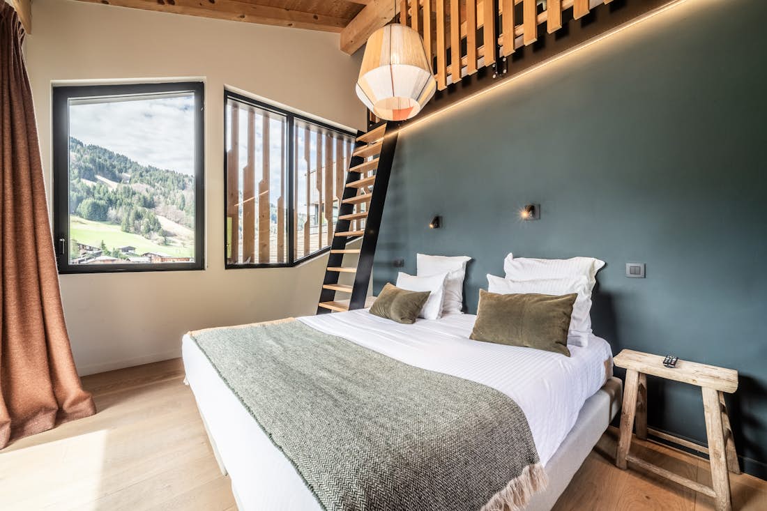 Morzine accommodation - Chalet Nelcote - Luxury double ensuite bedroom with mountain views at eco-friendly chalet Nelcôte Morzine