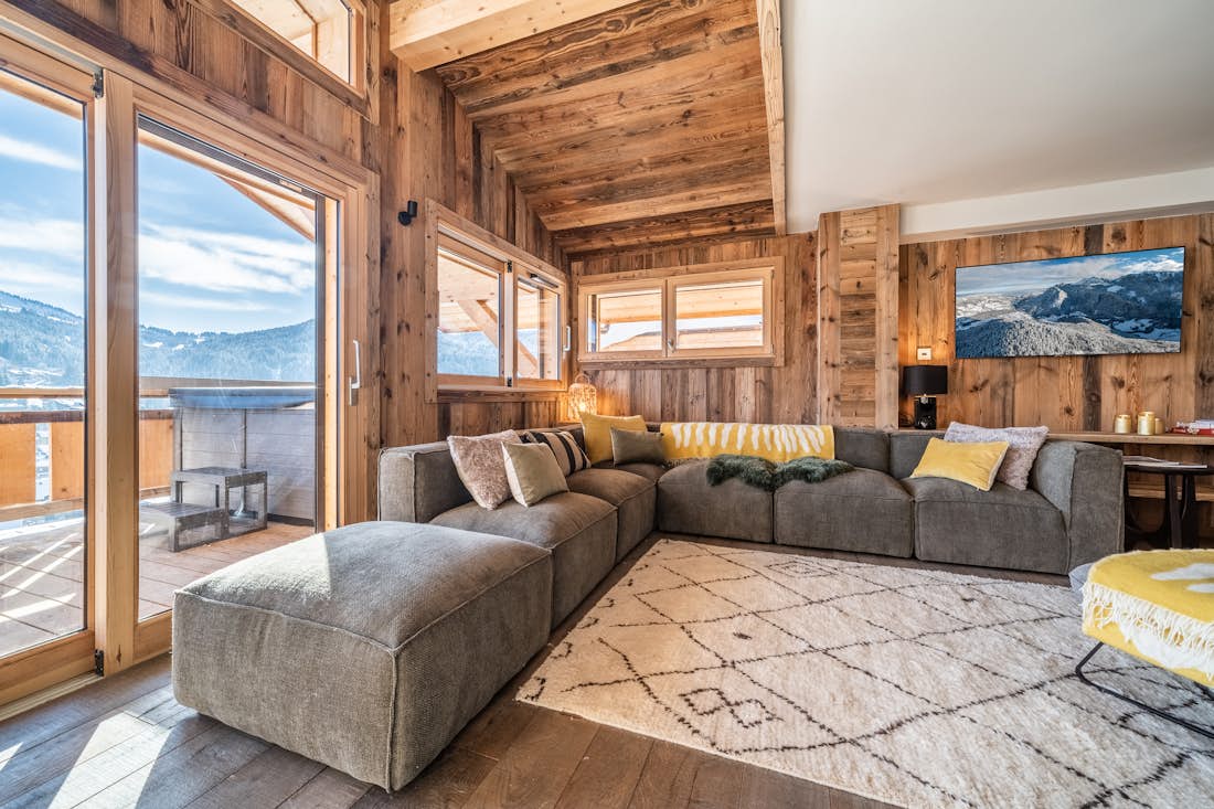 Spacieux salon élégant chalet de luxe vues sur la montagne Floquet de Neu Les Gets