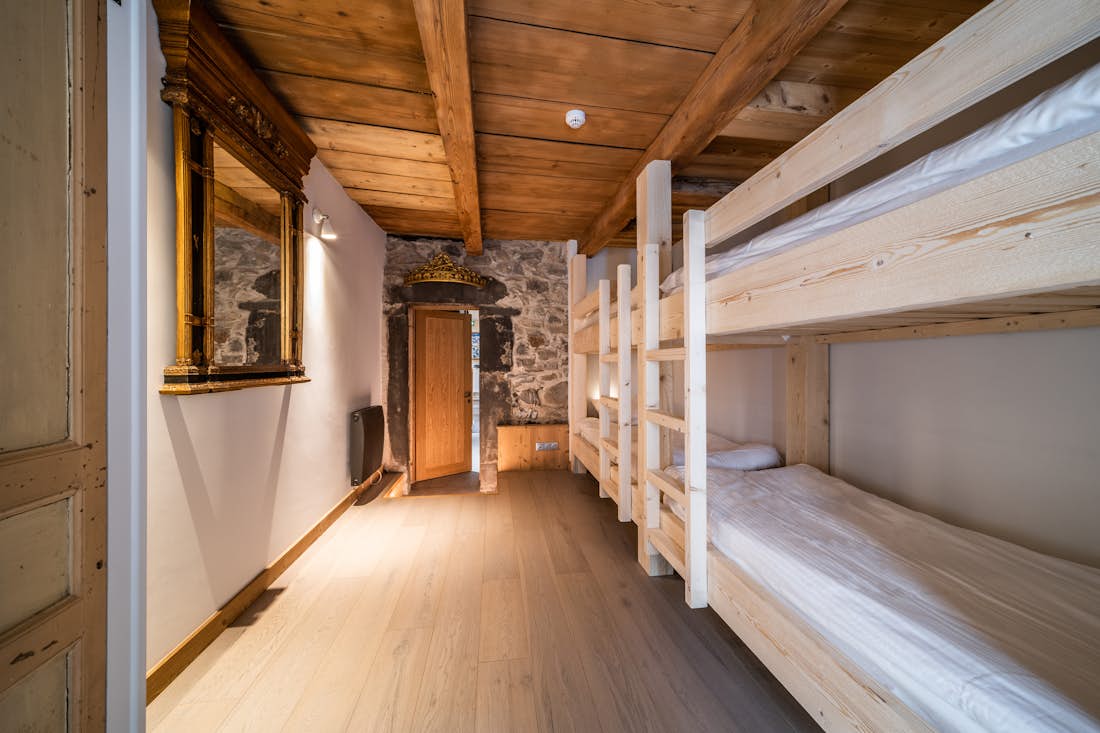 Cosy double bedroom ample cupboard space landscape views family chalet La Ferme de Margot Morzine