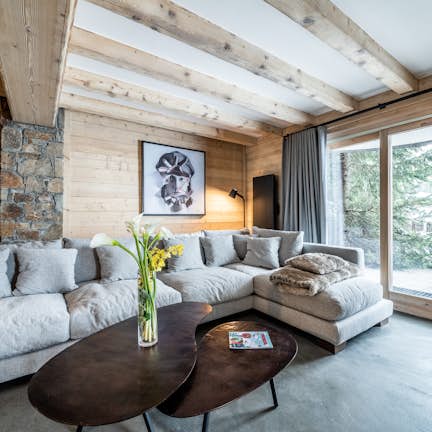 Cosy alpine living room ski in ski out apartment Mirador 1850 A Courchevel 1850