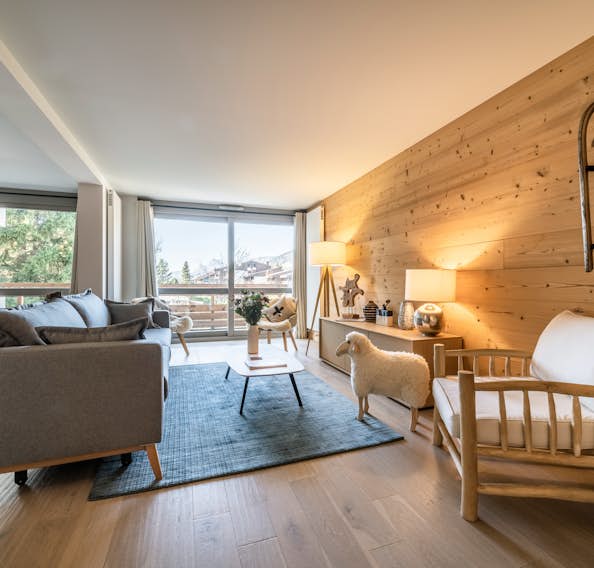 Megeve accommodation - Apartment Cortirion - Spacious alpine living room family apartment Cortirion Megeve