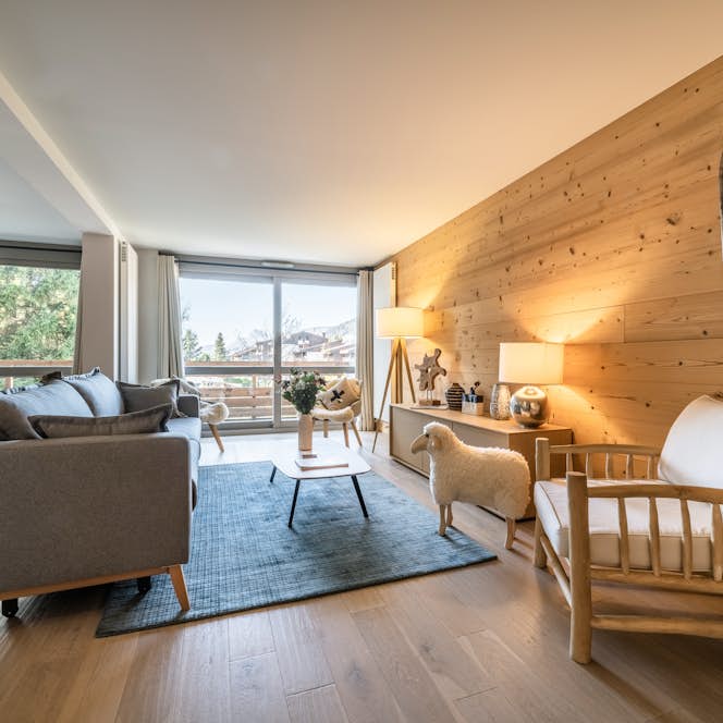 Megeve accommodation - Apartment Cortirion - Spacious alpine living room family apartment Cortirion Megeve