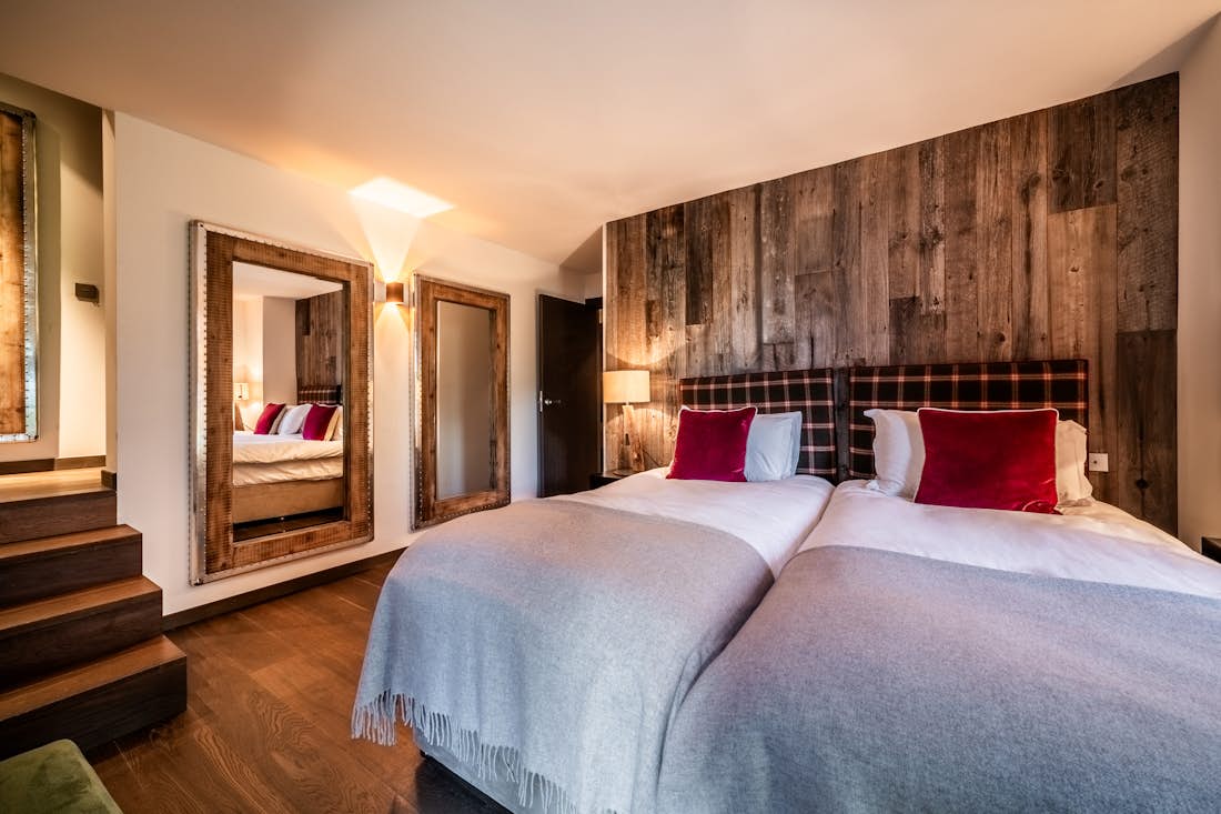 Combloux location - Chalet Purdey - Chambre double confortable avec appartement Cortirion vues sur la montagne à Megève