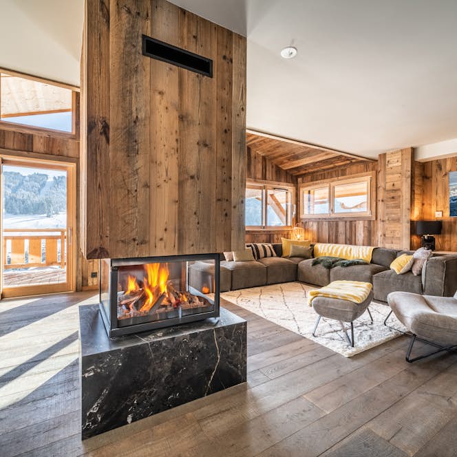 Les Gets location - Chalet Floquet de Neu  - Spacieux salon élégant dans chalet de luxe Floquet de Neu vues sur la montagne à Les Gets Les Gets location - Chalet Floquet de Neu  - Spacieux salon élégant chalet de luxe vues sur la montagne Floquet de Neu Les Gets