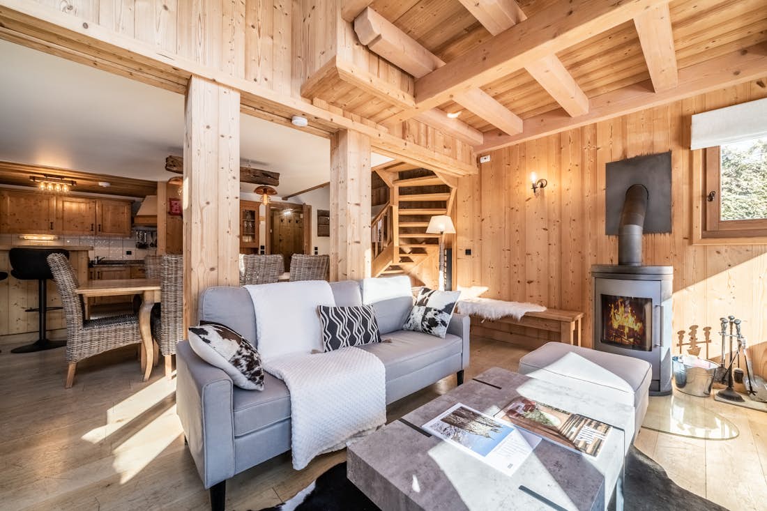 Chamonix accommodation - Chalet Olea  - Cosy alpine living room in family chalet Olea Chamonix