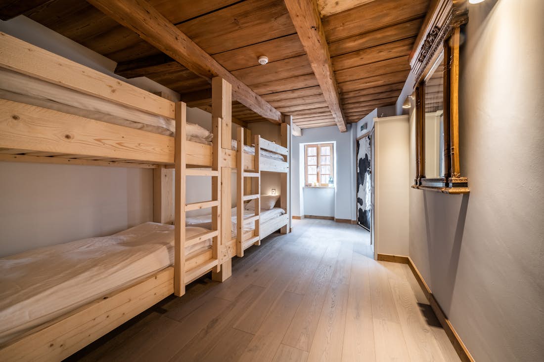 Morzine accommodation - La Ferme de Margot - Cosy bun beds bedroom with ample cupboard space landscape views family chalet La Ferme de Margot Morzine