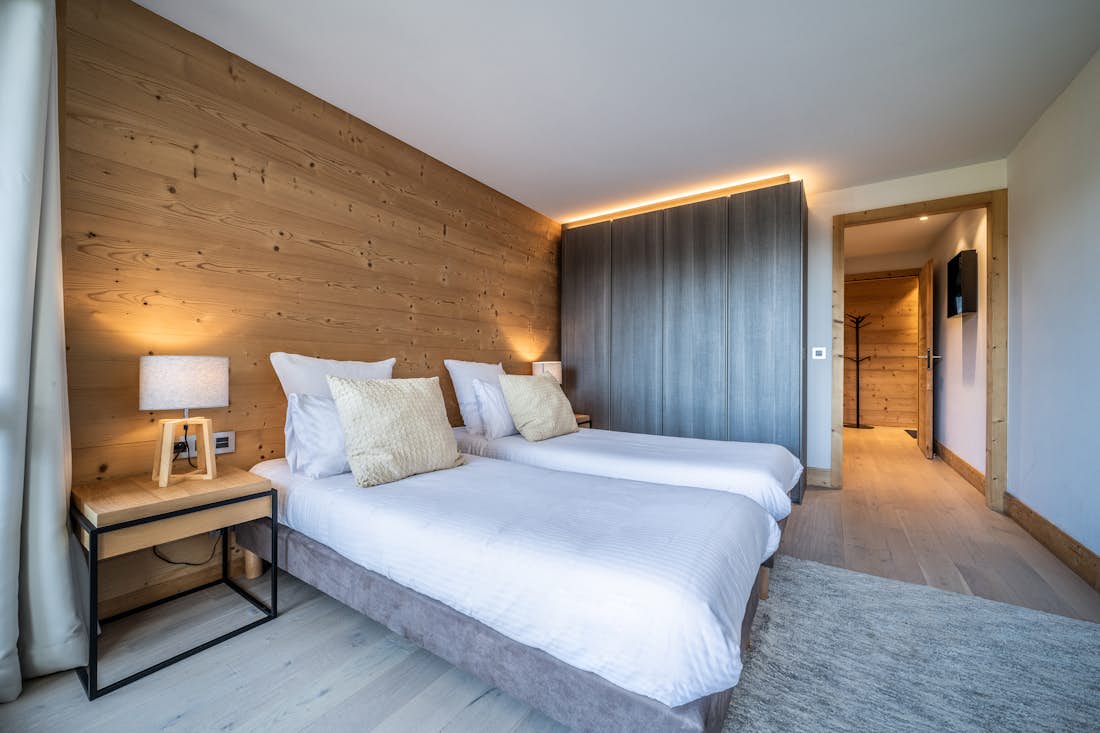Chambre double confortable appartement vues sur la montagne Cortirion Megève