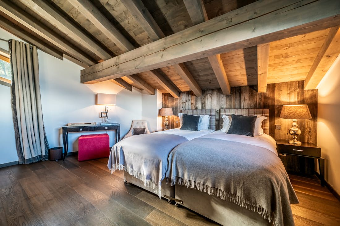 Combloux location - Chalet Purdey - Chambre double confortable avec appartement Cortirion vues sur la montagne à Megève