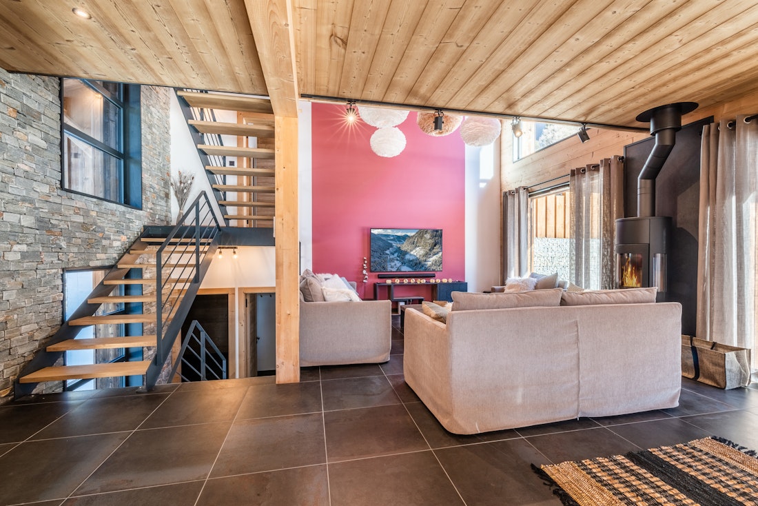 Open plan alpine living room family Chalet Azobe Morzine