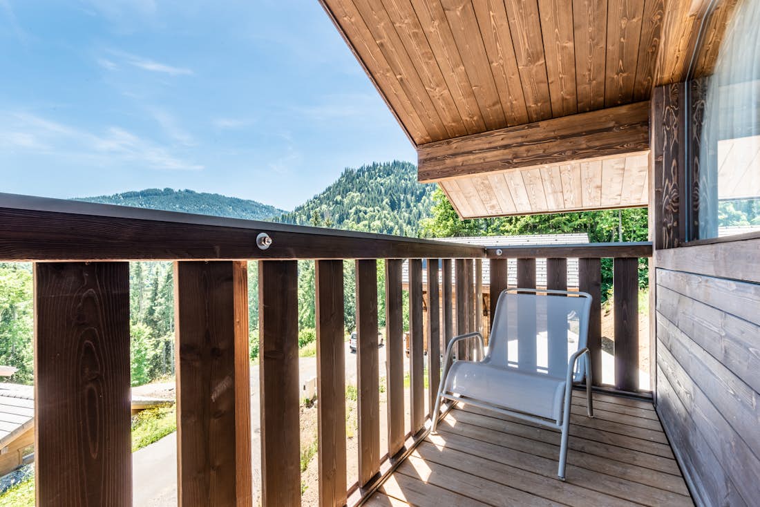 Morzine accommodation - Chalet Cipolin - Balcony from double bedroom with landscape views at ski chalet Cipolin La Cote d'Arbroz