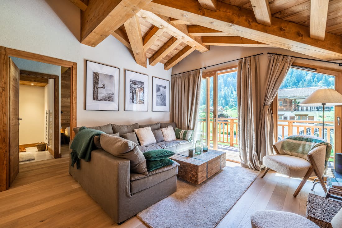 Chamonix accommodation - Apartment Celosia - Luxury living room with view at Celosia apartment in Chamonix