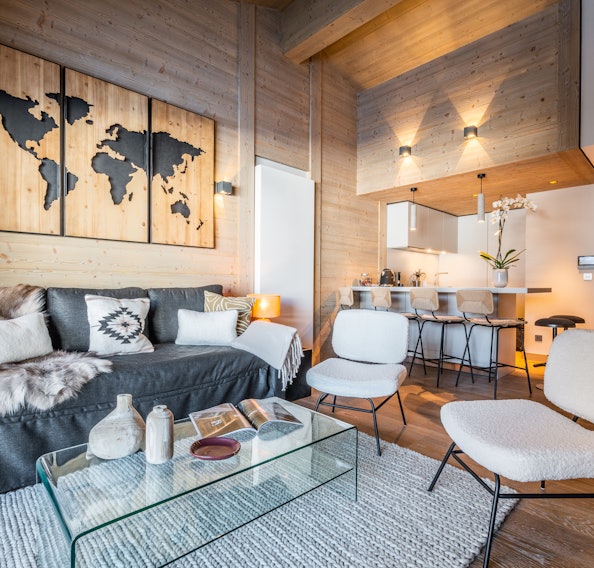Spacious alpine living room ski apartment Adda Courchevel Village