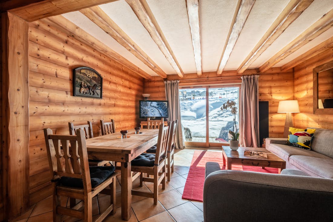 Bright open plan dining room landscape views ski in ski out apartment Mirador 1850 B Courchevel 1850
