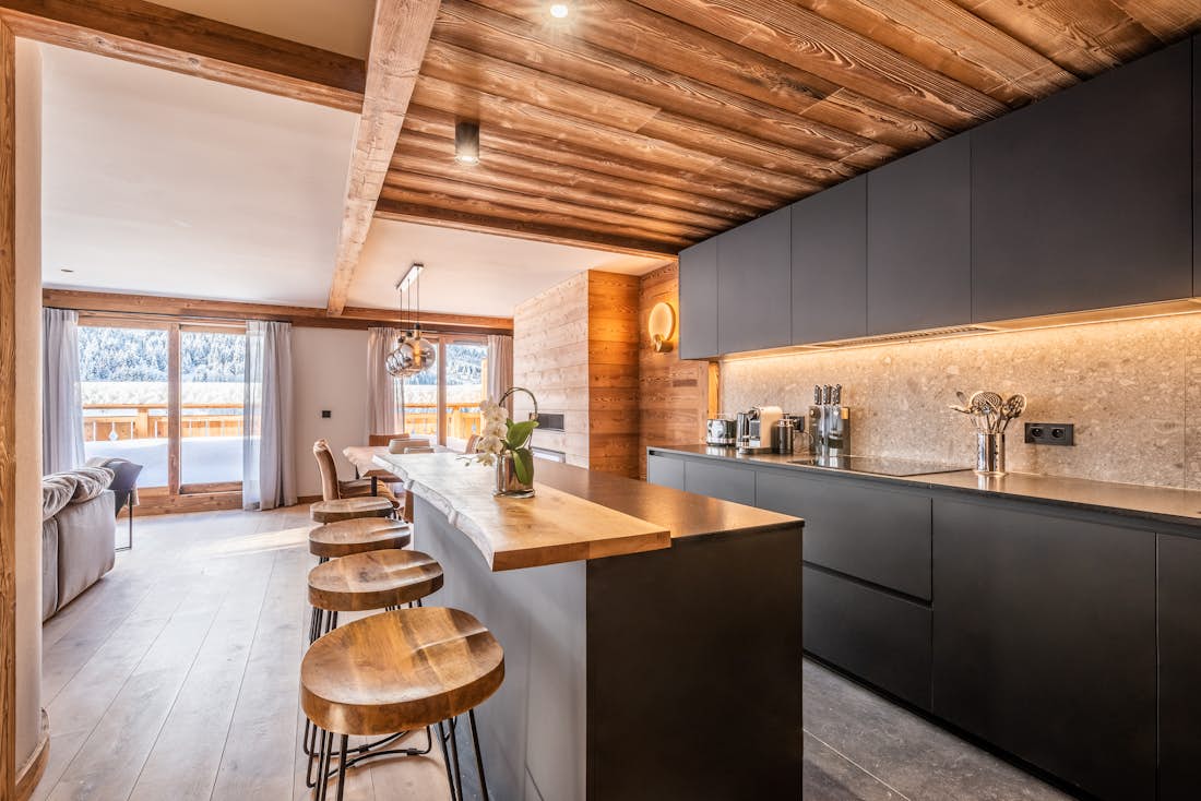 Comtemporary designed kitchen family apartment Ophite Méribel