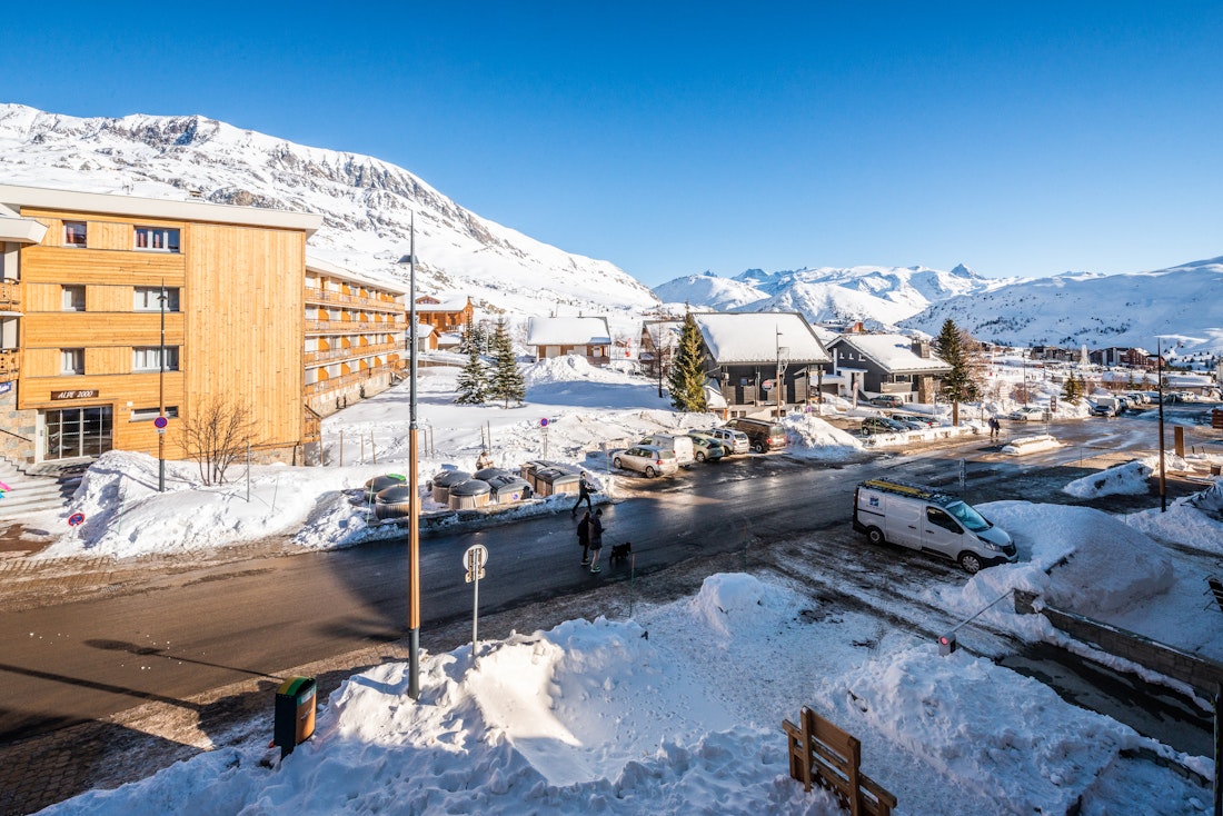 Vues époustouflantes terrasse appartement familial de luxe Sipo Alpe d'Huez