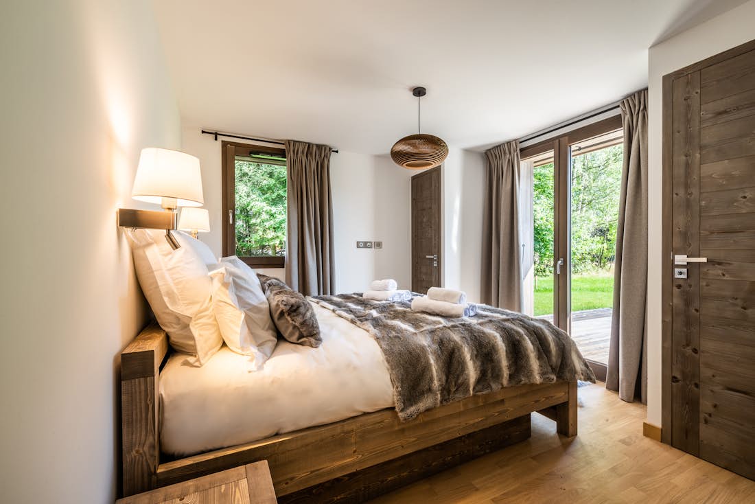 Cozy chambre double confortable vue paysage chalet de luxe familial Jatoba Chamonix