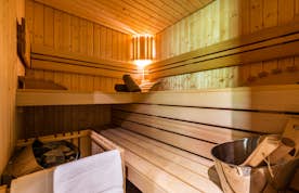 Sauna privé pierres chaudes appartement de luxe Tahoe ski Les Gets